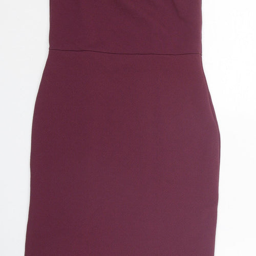 PRETTYLITTLETHING Womens Purple Polyester Bodycon Size 8 Square Neck Pullover - Strapless