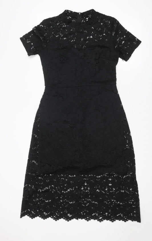 NEXT Womens Black Polyester A-Line Size 12 Mock Neck Zip