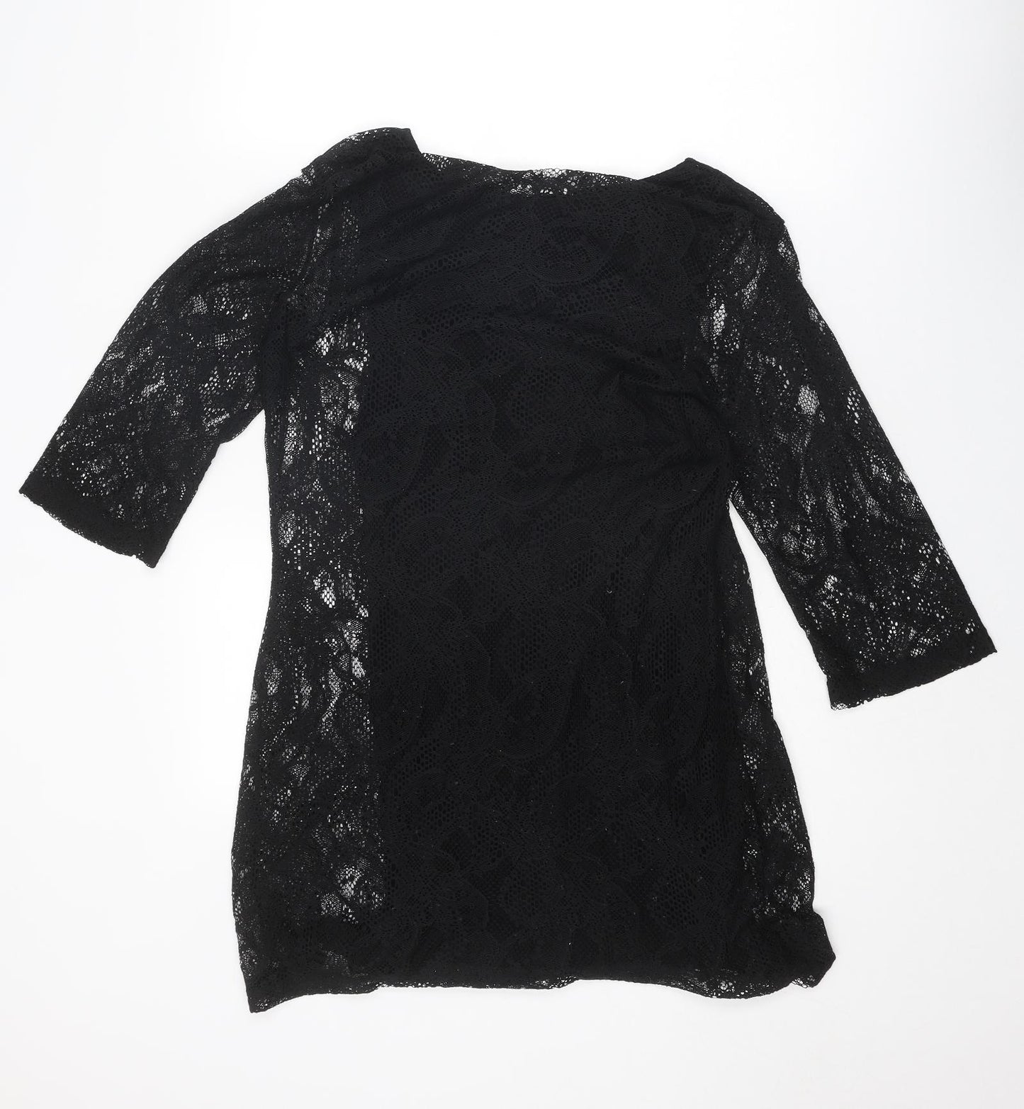 VERO MODA Womens Black Polyester Mini Size L Boat Neck Pullover