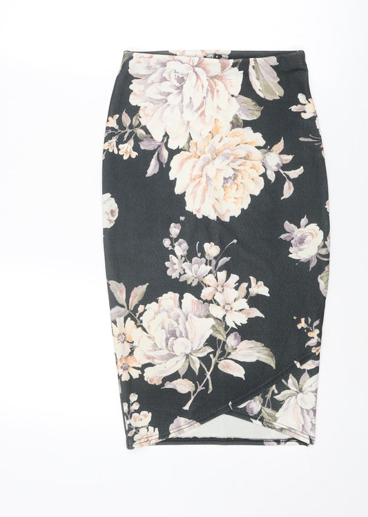 New Look Womens Multicoloured Floral Polyester Bandage Skirt Size 6