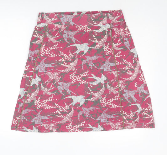 White Stuff Womens Multicoloured Geometric Cotton A-Line Skirt Size 12 - Bird pattern