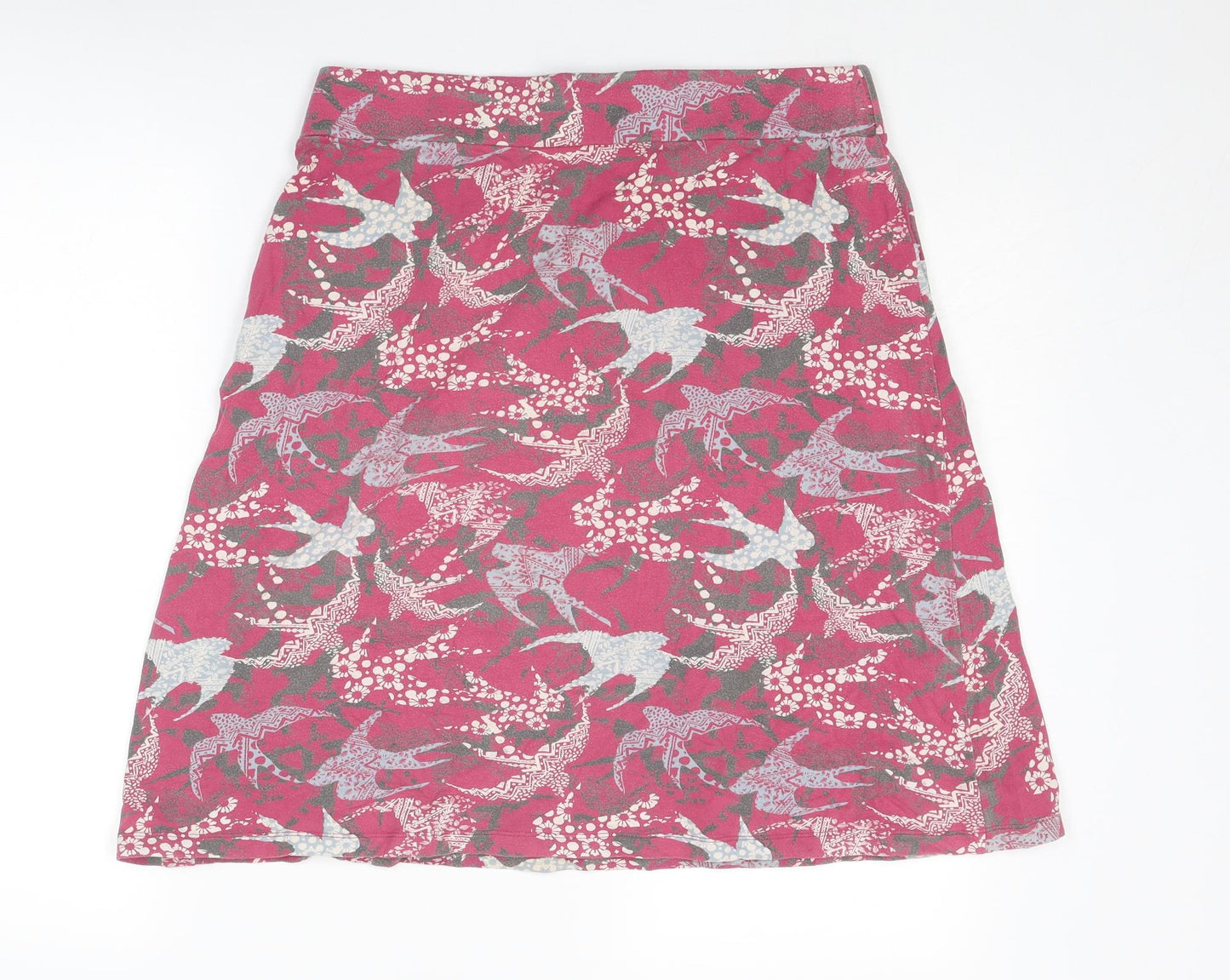 White Stuff Womens Multicoloured Geometric Cotton A-Line Skirt Size 12 - Bird pattern
