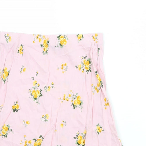 Nobody's Child Womens Pink Floral Viscose Swing Skirt Size 10