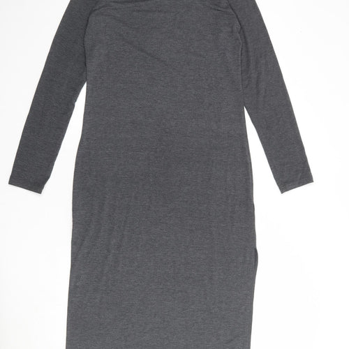 Divided by H&M Womens Grey Polyester Jumper Dress Size L Boat Neck Pullover
