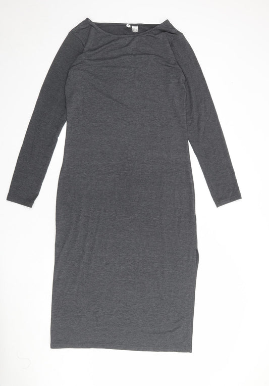 Divided by H&M Womens Grey Polyester Jumper Dress Size L Boat Neck Pullover