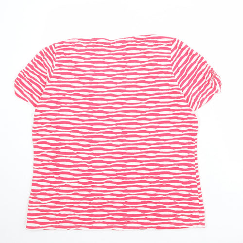 Per Una Womens Pink Geometric Viscose Basic T-Shirt Size 20 Boat Neck