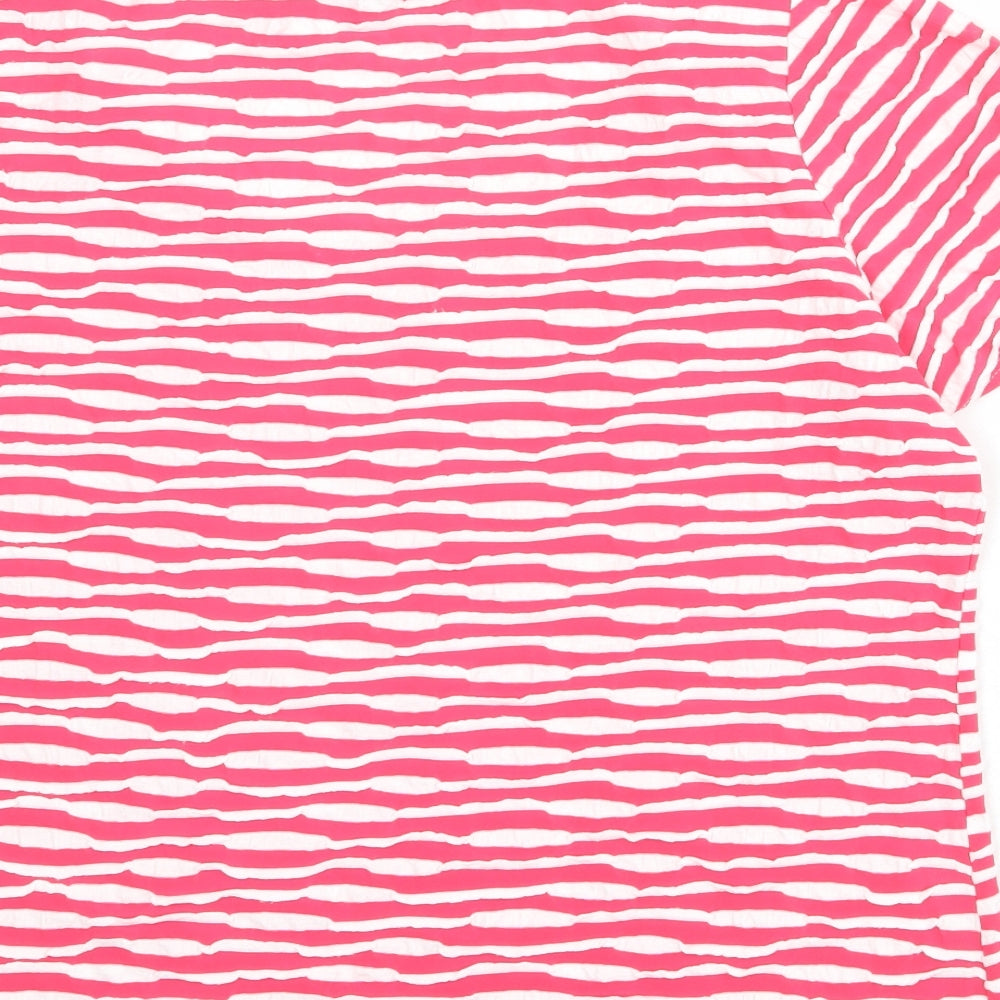 Per Una Womens Pink Geometric Viscose Basic T-Shirt Size 20 Boat Neck