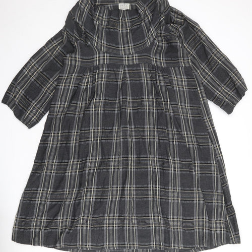 Masai Womens Grey Plaid Polyester Jumper Dress Size 2XL High Neck Pullover