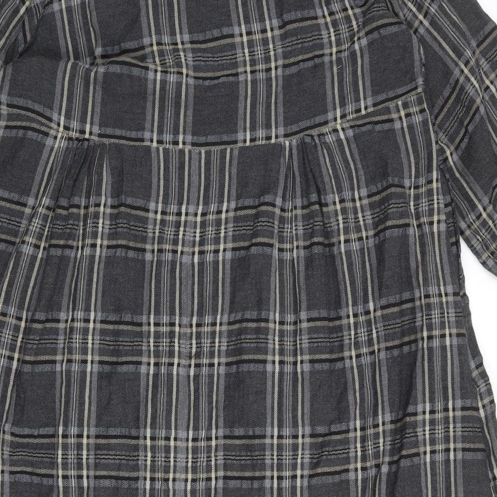 Masai Womens Grey Plaid Polyester Jumper Dress Size 2XL High Neck Pullover