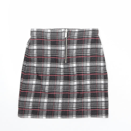 Superdry Womens Multicoloured Plaid Polyester A-Line Skirt Size 8 Zip