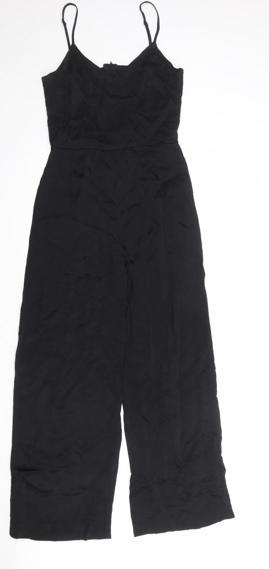 H&M Womens Black Viscose Jumpsuit One-Piece Size 10 Zip