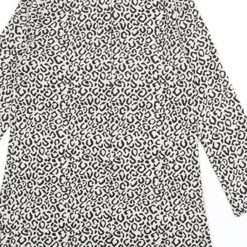 Marks and Spencer Girls Ivory Animal Print Polyester Shift Size 13-14 Years Boat Neck Zip