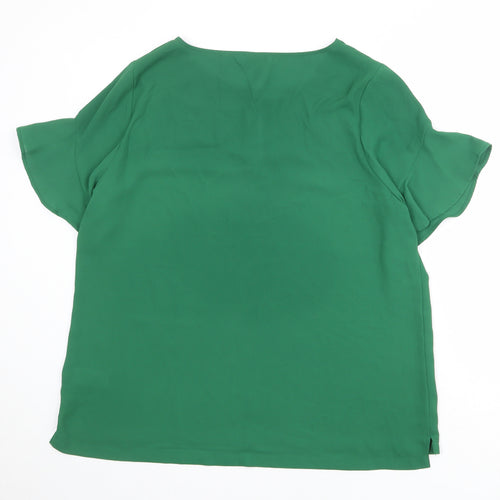 Classic Womens Green Polyester Basic Blouse Size 18 Boat Neck