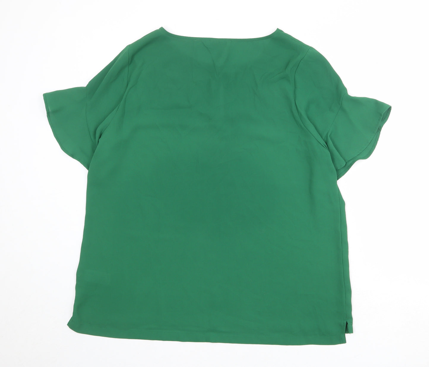 Classic Womens Green Polyester Basic Blouse Size 18 Boat Neck
