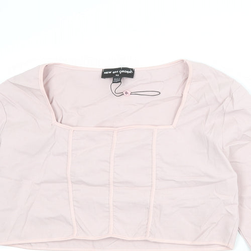 New Girl Order Womens Pink Viscose Cropped Blouse Size 22 Square Neck