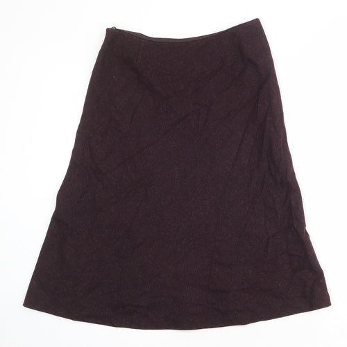 Monsoon Womens Purple Floral Wool Swing Skirt Size 10 Zip