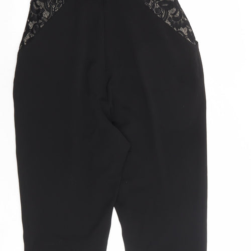 Warehouse Womens Black Polyester Jumpsuit One-Piece Size 12 Zip - Lace Neckline