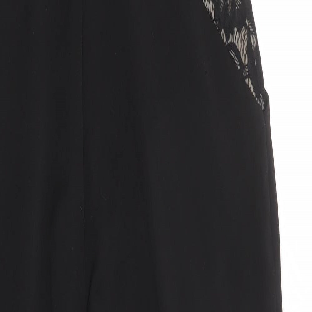 Warehouse Womens Black Polyester Jumpsuit One-Piece Size 12 Zip - Lace Neckline