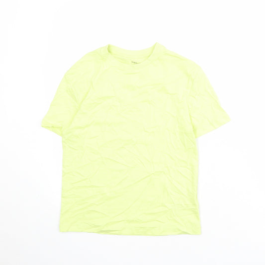 Marks and Spencer Boys Yellow Cotton Basic T-Shirt Size 9-10 Years Round Neck Pullover