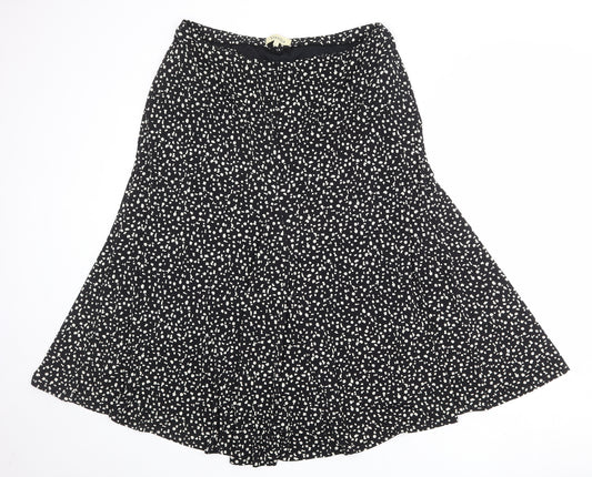 Viyella Womens Black Geometric Polyester Swing Skirt Size L