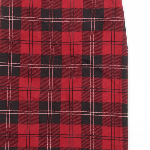 Topshop Womens Red Plaid Polyester Straight & Pencil Skirt Size 10