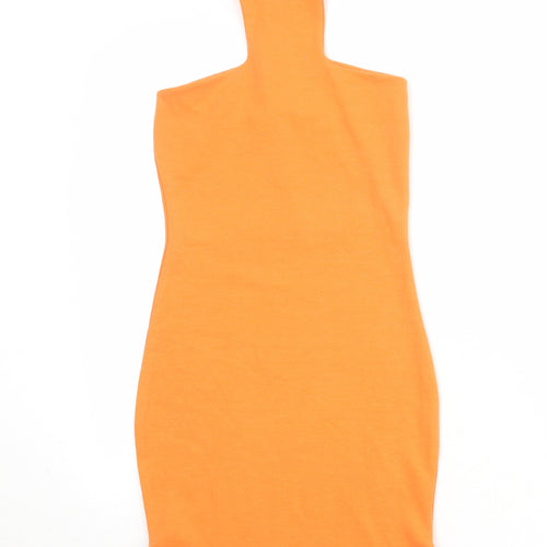 Missguided Womens Orange Polyester Bodycon Size 8 Halter Button