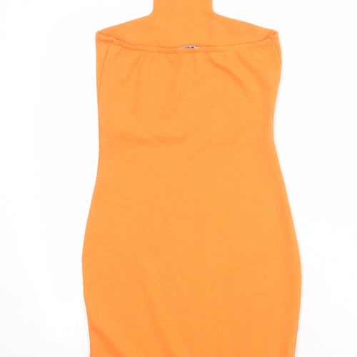 Missguided Womens Orange Polyester Bodycon Size 8 Halter Button