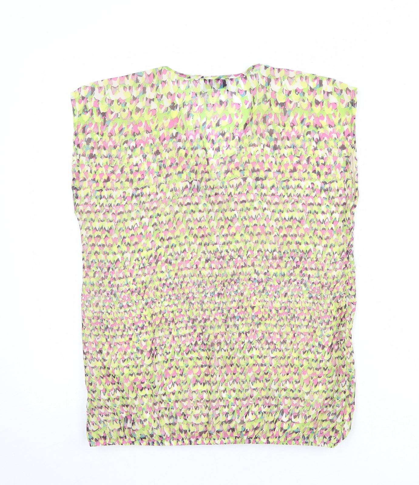 Rick Cardona Womens Multicoloured Geometric Polyester Basic Blouse Size 10 V-Neck