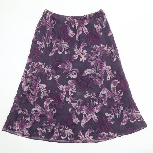Jacques Vert Womens Purple Geometric Wool Swing Skirt Size 14