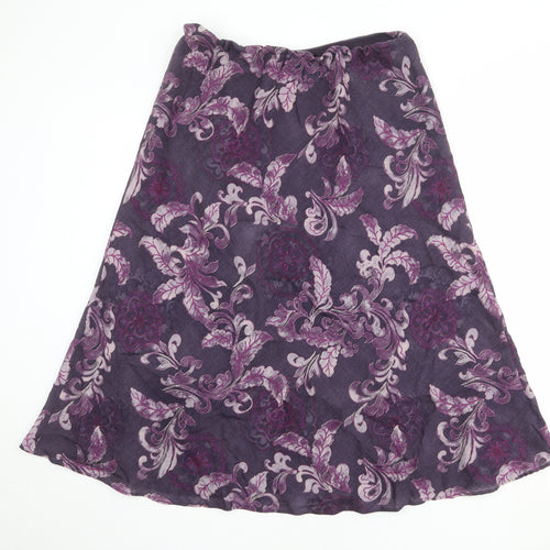 Jacques Vert Womens Purple Geometric Wool Swing Skirt Size 14