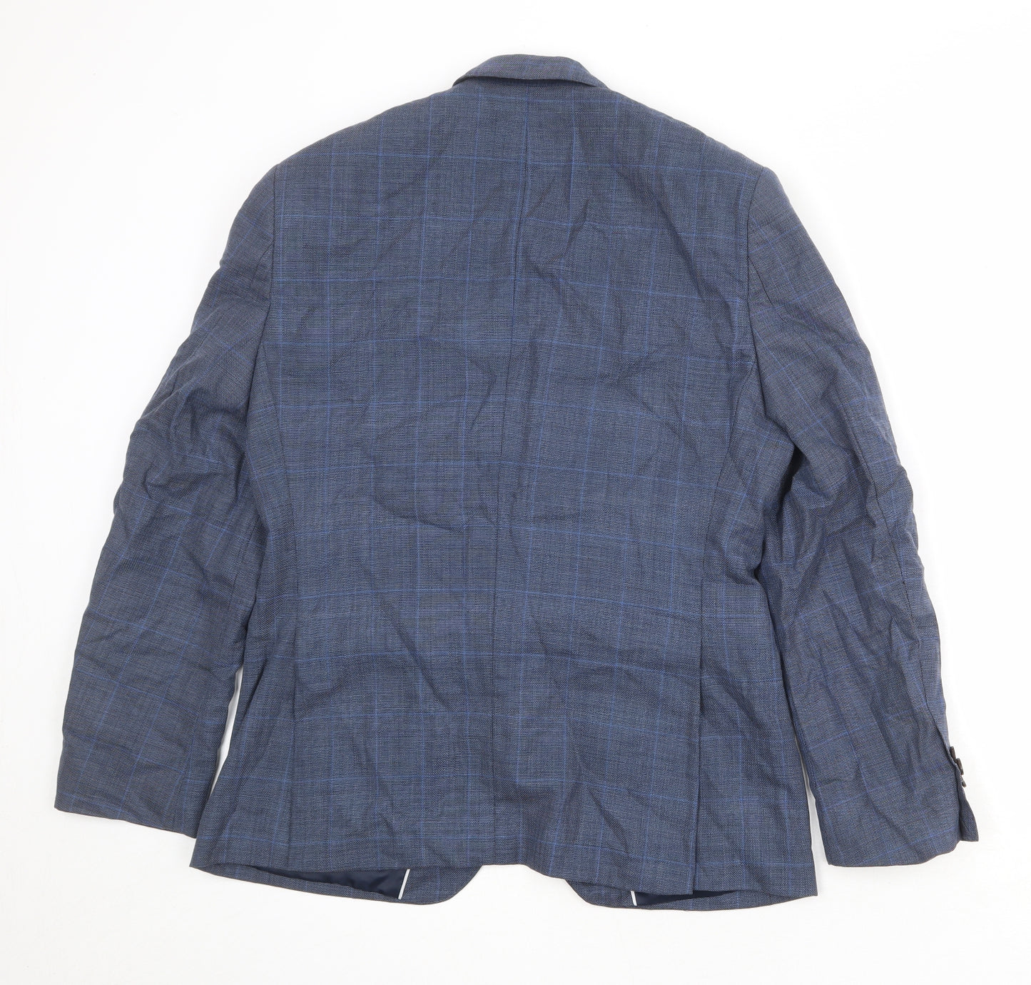 Burton Mens Blue Plaid Wool Jacket Suit Size 38 Regular