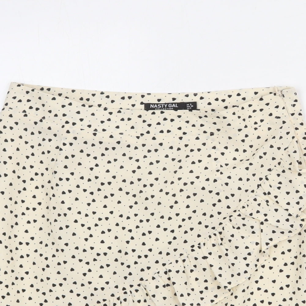 Nasty Gal Womens Ivory Geometric Polyester Skater Skirt Size 8 Zip - Heart pattern