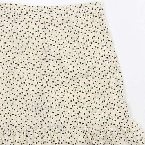 Nasty Gal Womens Ivory Geometric Polyester Skater Skirt Size 8 Zip - Heart pattern
