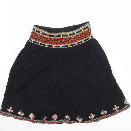 Indigo Womens Black Geometric Polyester Swing Skirt Size 8
