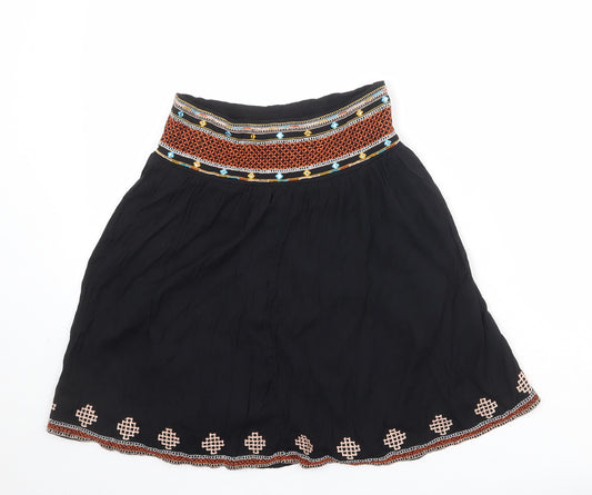 Indigo Womens Black Geometric Polyester Swing Skirt Size 8
