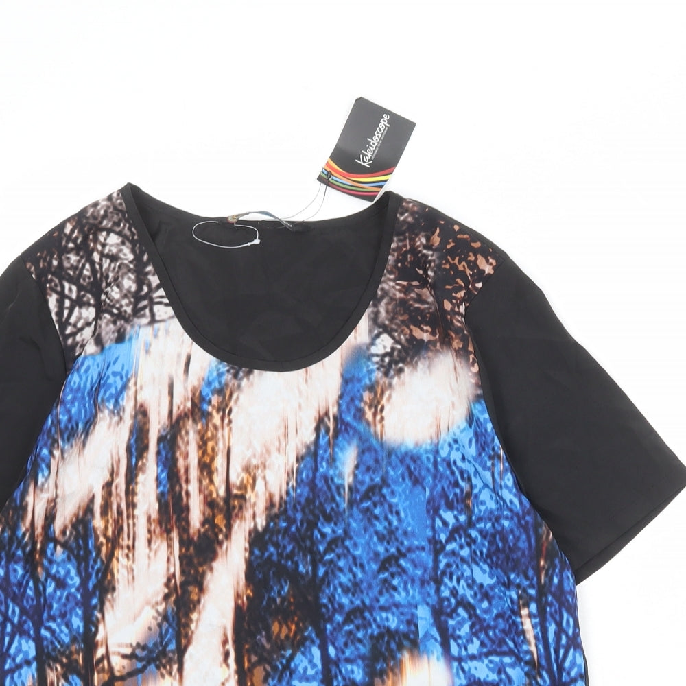 Kaleidoscope Womens Multicoloured Geometric Polyester Basic T-Shirt Size 10 Scoop Neck