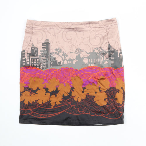 St-Martins Womens Multicoloured Geometric Polyester Bandage Skirt Size 14 Zip