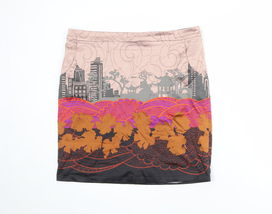 St-Martins Womens Multicoloured Geometric Polyester Bandage Skirt Size 14 Zip
