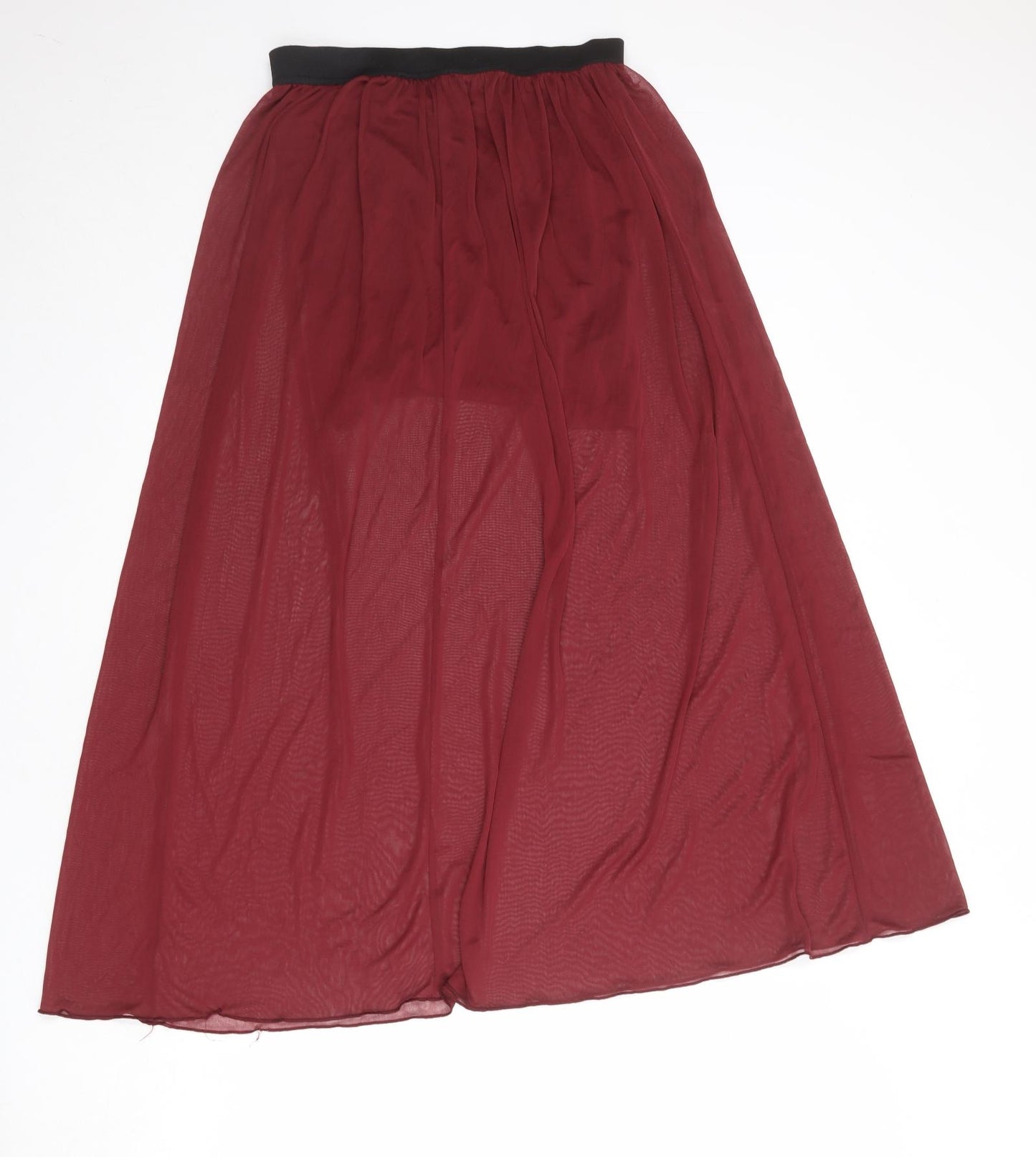 Miss Selfridge Womens Red Polyester Peasant Skirt Size 12 - Sheer overlay