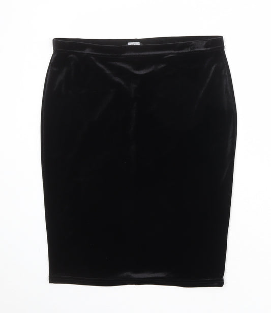 M&Co Womens Black Polyester Straight & Pencil Skirt Size 12
