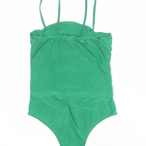 Pink Vanilla Womens Green Polyester Bodysuit One-Piece Size M Zip