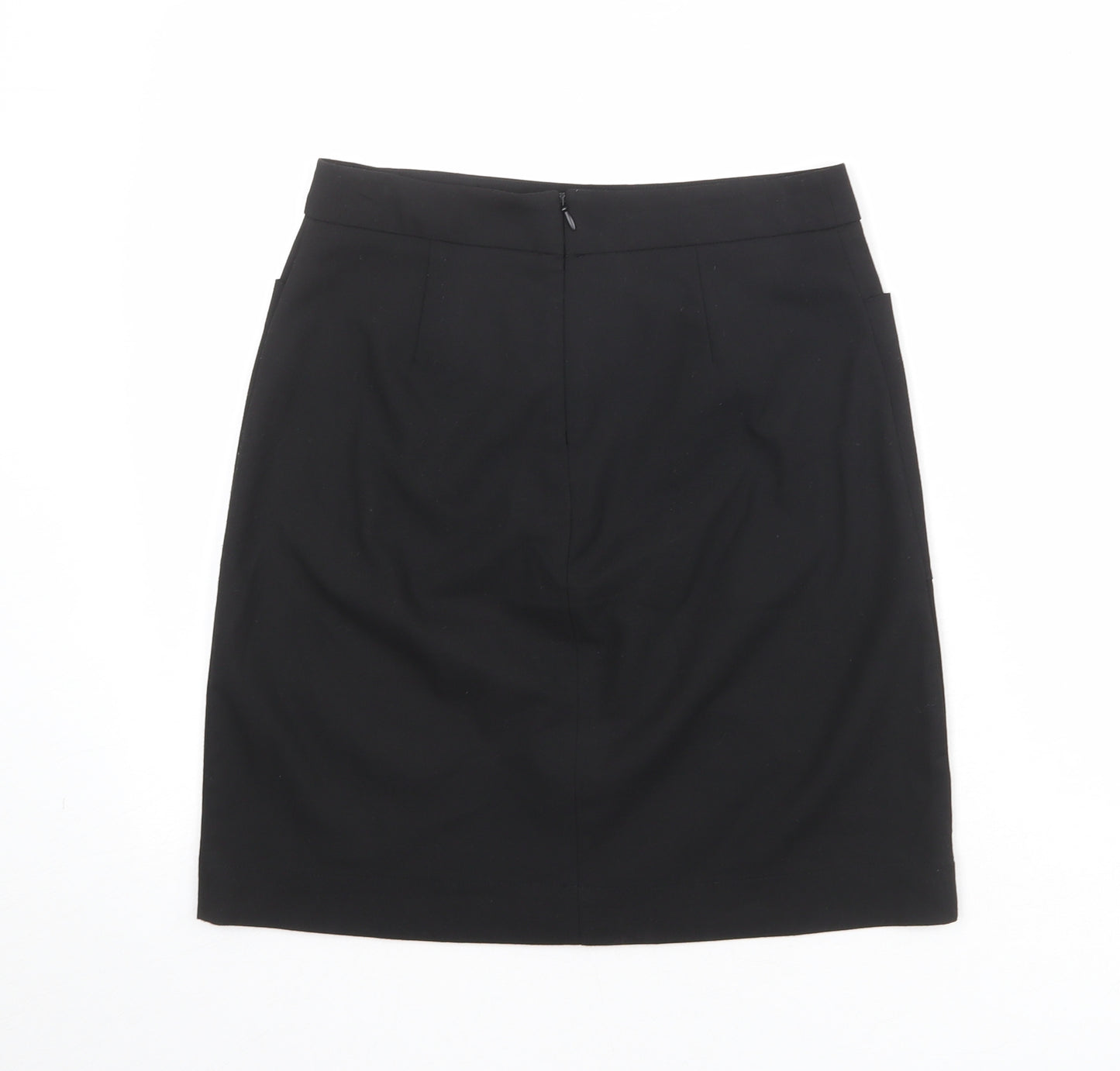 NEXT Womens Black Polyester A-Line Skirt Size 8 Zip