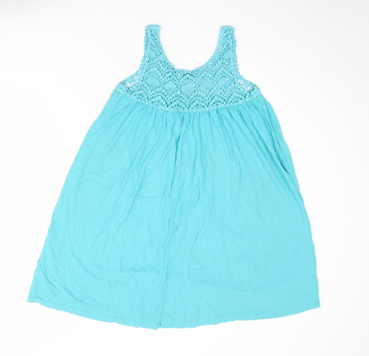H&M Womens Blue Cotton Tank Dress Size S Round Neck Pullover