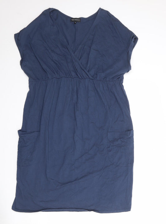 NEXT Womens Blue 100% Cotton T-Shirt Dress Size 18 V-Neck Pullover