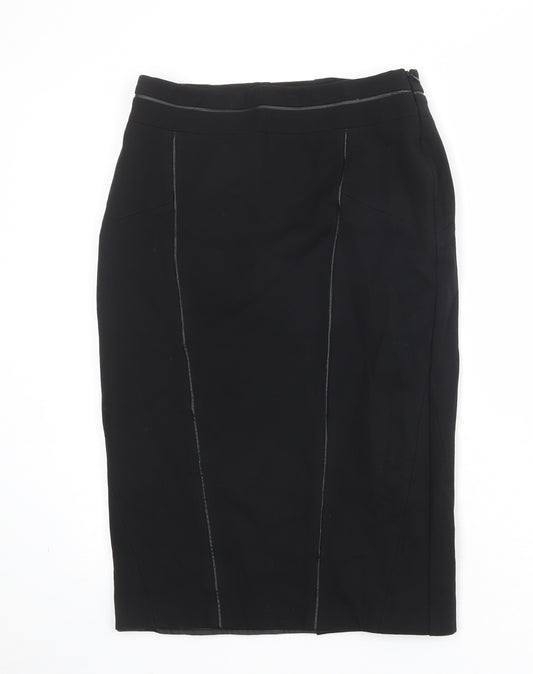 Autograph Womens Black Viscose Straight & Pencil Skirt Size 10 Zip