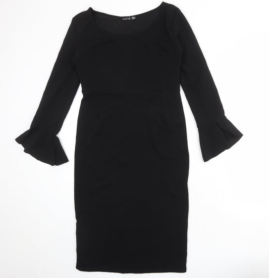 Boohoo Womens Black Polyester A-Line Size 14 Round Neck Pullover