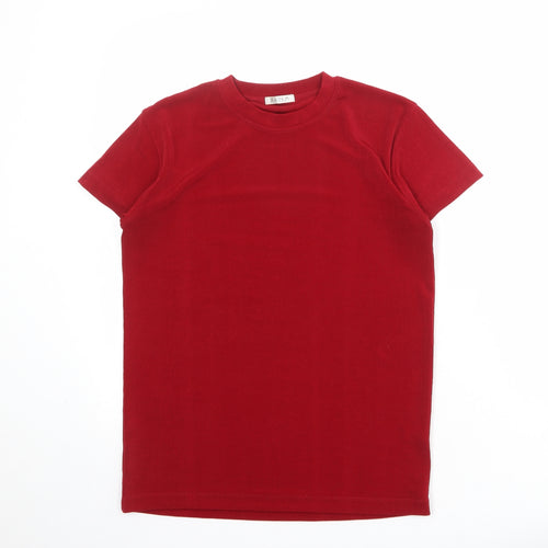 Platinum Womens Red Polyester Basic T-Shirt Size M Crew Neck