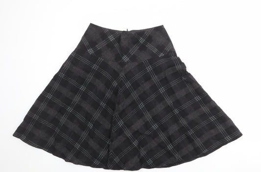 Marks and Spencer Womens Multicoloured Plaid Polyester Swing Skirt Size 8 Zip