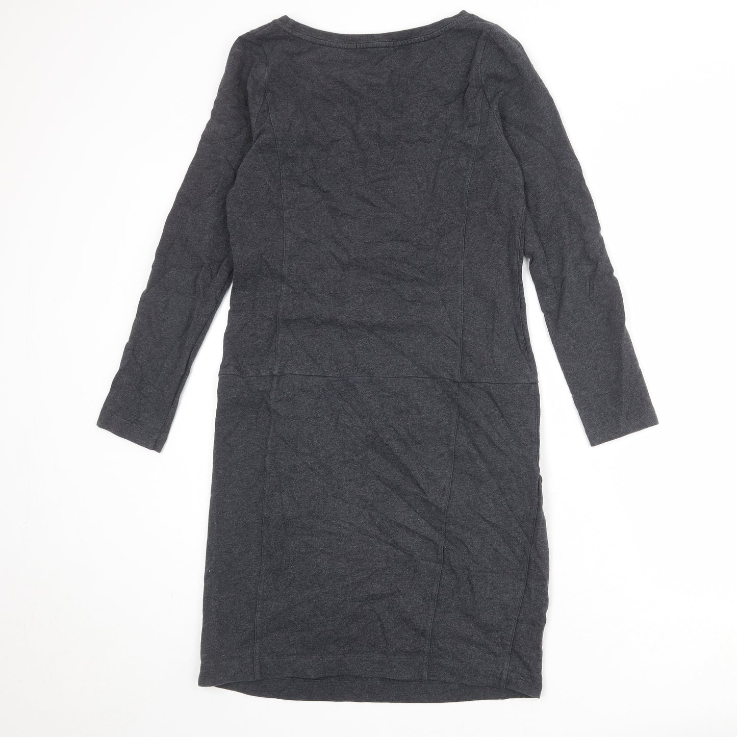 Boden Womens Grey Cotton Jumper Dress Size 8 Round Neck Pullover