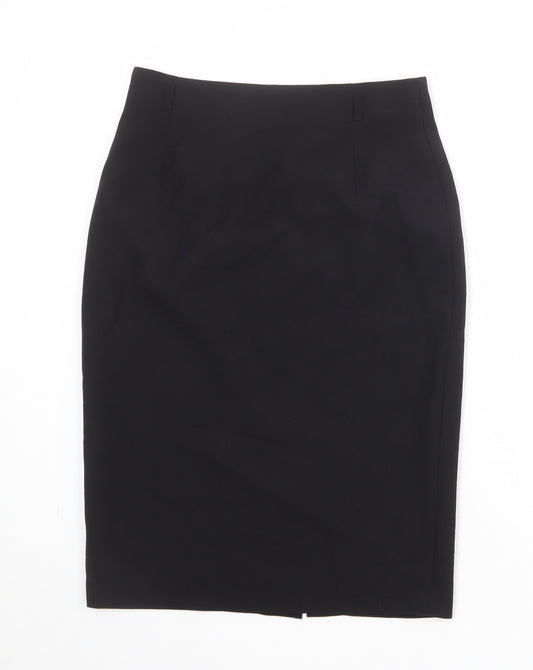 Marks and Spencer Womens Black Polyester Straight & Pencil Skirt Size 8 Zip